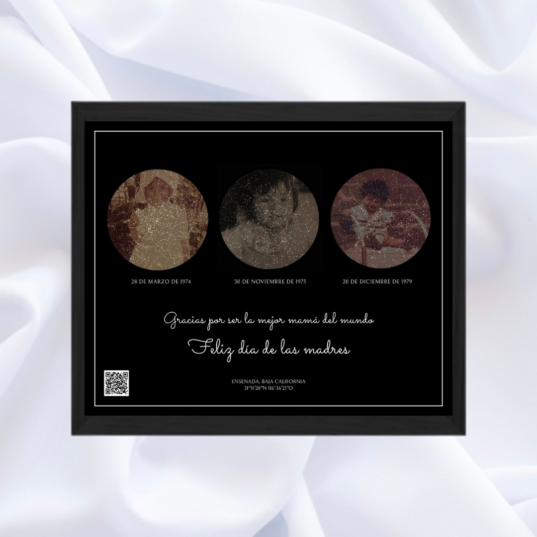 Mapa estelar (tres mapas con foto) para mamá