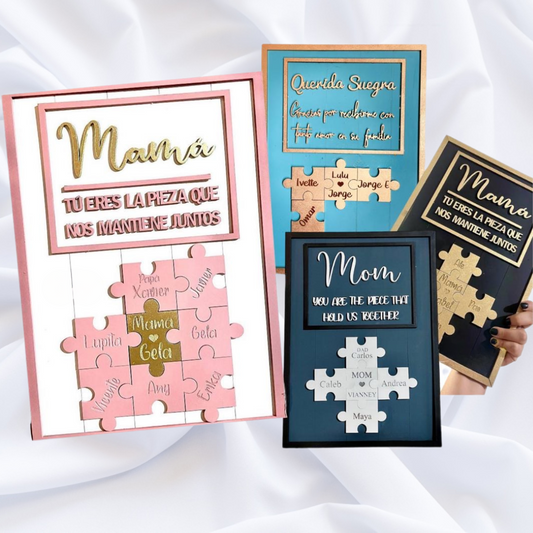 Cuadro rompecabezas "Mamá tu eres la pieza que nos mantiene juntos"