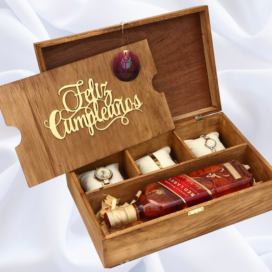 Caja para padrino / cumpleaños (Red Label o´clock)