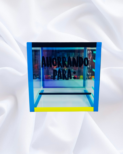 Alcancía de acrílico "ahorrando para_____"