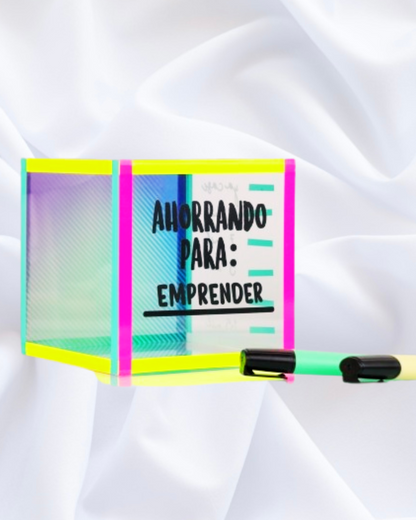 Alcancía de acrílico "ahorrando para______"