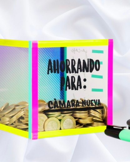 Alcancía de acrílico "ahorrando para______"