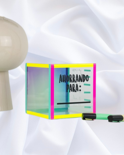 Alcancía de acrílico "ahorrando para______"