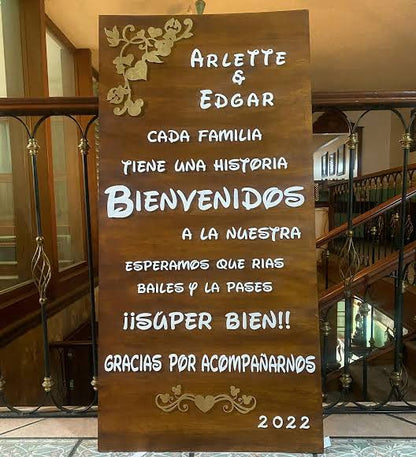 Letreros de bienvenida (Boda, XV años, Baby Shower)
